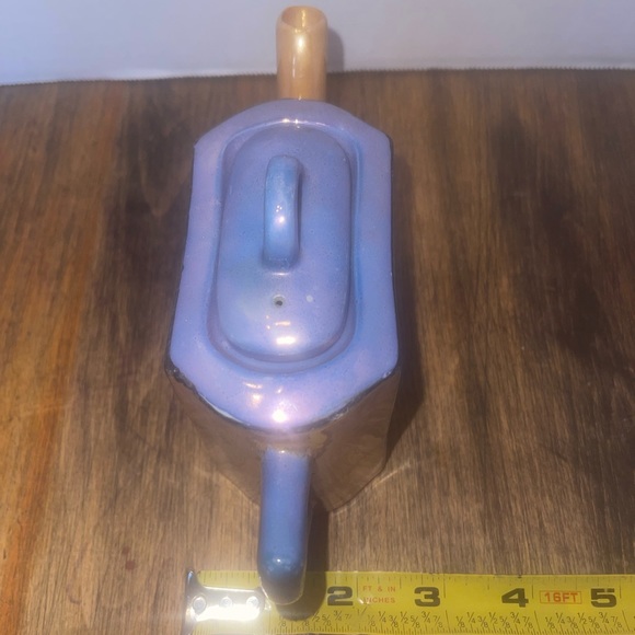 Lusterware hand painted tea pot. Made in Japan bird design blue & Peach/orange - Picture 3 of 6